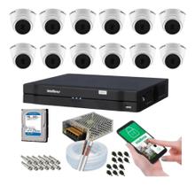 Kit 12 Câmeras Intelbras Dome 1120d Dvr 16 Canais Com Hd 2tb