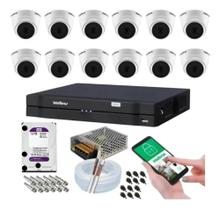 Kit 12 Câmeras Intelbras Dome 1120d Dvr 16 Canais Com Hd