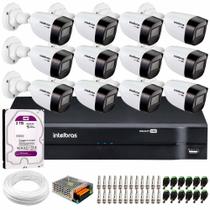 Kit 12 Câmeras Intelbras VHD 1130 B HD 720p Bullet 2.8mm Visão Noturna 30m Resistente à Chuva IP67 + DVR Intelbras MHDX 1216 16 Canais + HD 2TB