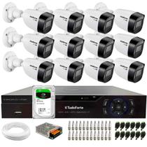 Kit 12 Câmeras Intelbras VHD 1130 B HD 720p Bullet Visão Noturna 30m Resistente à Chuva IP67 + Dvr Tudo Forte TFHDX 3316 16 Canais + HD 2TB BarraCuda