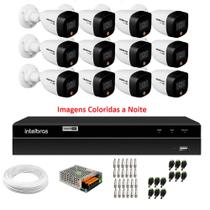 Kit 12 Câmeras Intelbras VHD 1220 B Full Color Bullet Full HD 1080p Multi HD IR 20m + Dvr MHDX 1216