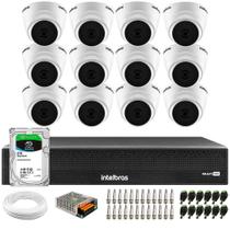 Kit 12 Câmeras Intelbras VHD 1220 D G7 Dome Full HD 1080p Lente 2.8mm Visão Noturna 20m + Dvr Intelbras MHDX 3116-C 16 Canais + HD SkyHawk 2TB