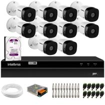 Kit 12 Câmeras Intelbras VHD 1230 B Full HD 1080p Bullet Visão Noturna de 30 metros IP67 + DVR Intelbras MHDX 1216 Full HD 16 Canais Multi HD