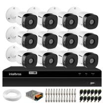 Kit 12 Câmeras Intelbras VHD 1230 B Full HD 1080p Bullet Visão Noturna de 30 metros IP67 + DVR Intelbras MHDX 1216 Full HD 16 Canais Multi HD