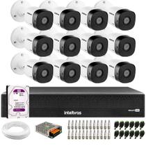 Kit 12 Câmeras Intelbras VHD 1230 B Full HD 1080p Bullet Visão Noturna de 30 metros IP67 + Dvr Intelbras MHDX 3116-C 16 Canais + HD 2TB Purple