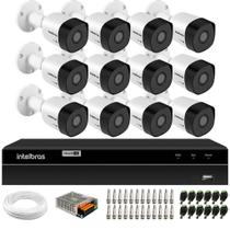 Kit 12 Câmeras Intelbras VHD 3130 Bullet G6 HD 720p 3.6mm Visão Noturna 30m IP67 DVR Intelbras MHDX 1216 16 Canais
