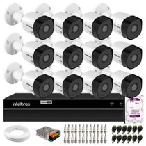 Kit 12 Câmeras Intelbras VHD 3130 Bullet G6 HD 720p Lente 3.6mm, Visão Noturna 30m, IP67 + DVR Intelbras MHDX 1216 Full HD 16 Canais Multi HD + HD 2TB