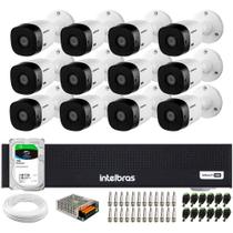 Kit 12 Câmeras Intelbras VHL 1120 B HDCVI Lite HD 720p Lente 3.6mm Visão Noturna 20m IP66, Dvr Intelbras MHDX 1016-C 16 Canais, HD SkyHawk 1TB