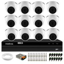 Kit 12 Câmeras Intelbras VHL 1120 Dome HDCVI Lite, HD 720p, Lente 3.6mm, Visão Noturna 20m + DVR Intelbras MHDX 1216 Full HD 16 Canais Multi HD