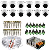 Kit 12 Câmeras Intelbras Vhl 1120d + 1 Fonte 15amp 12v + Conectores e 100m de Cabo