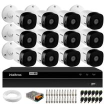 Kit 12 Câmeras Intelbras VHL 1220 B Bullet HDCVI LITE Full HD 1080p Visão Noturna 20m Proteção IP66 + DVR Intelbras MHDX 1216 16 Canais Multi HD