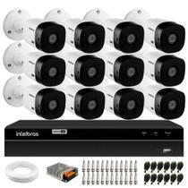 Kit 12 Câmeras Intelbras VHL 1220 B G2 Bullet HDCVI LITE Full HD 1080p Visão Noturna 20m Proteção IP66 + DVR Intelbras MHDX 1316 16 Canais