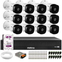 Kit 12 Câmeras Intelbras VHL 1220 B HDCVI LITE Bullet Full HD 1080p Visão Noturna 20m IP66 + Dvr Intelbras MHDX 3116-C 16 Canais + HD 2TB Purple