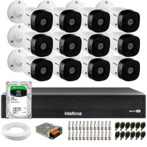 Kit 12 Câmeras Intelbras VHL 1220 B HDCVI LITE Bullet Full HD 1080p Visão Noturna 20m IP66 + Dvr Intelbras MHDX 3116-C 16 Canais + HD SkyHawk 1TB