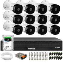 Kit 12 Câmeras Intelbras VHL 1220 B HDCVI LITE Bullet Full HD 1080p Visão Noturna 20m IP66 + Dvr Intelbras MHDX 3116-C 16 Canais + HD SkyHawk 2TB