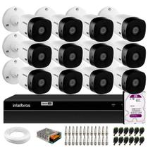 Kit 12 Câmeras Intelbras VHL 1220 Bullet HDCVI LITE Full HD 1080p, Visão Noturna 20m, IP66 + DVR Intelbras MHDX 1216 Full HD 16 Canais + HD 2TB