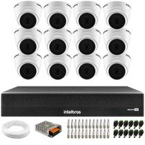 Kit 12 Câmeras Intelbras VHL 1220 D HDCVI LITE Dome Full HD 1080p Lente 2.8mm Visão Noturna Alcance de 20m + Dvr Intelbras MHDX 3116-C 16 Canais