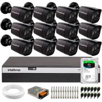 Kit 12 Câmeras Segurança Black Full HD 1080p DVR Intelbras MHDX 3016-C Full HD 16 Canais 1TB SkyHawk