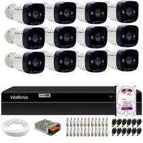 Kit 12 Câmeras TF 710 B Full Color ColorVu Full HD 1080p Bullet Visão Noturna Colorida 20m + DVR Intelbras MHDX 1216 16 Canais + HD 2TB Purple