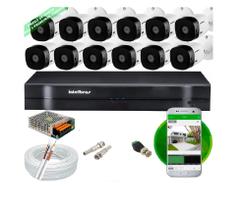 Kit 12 Cameras Vhc Intelbras + Dvr Mhdx 1216 + acessórios S/HD