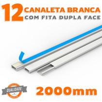 Kit 12 Canaletas PVC Branco com Fita Dupla Face de 2 Metro - ST INDUSTRIA