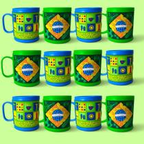 Kit 12 Caneca Brasil Plástico 320ml Estampadas Copa Do Mundo