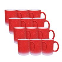 Kit 12 Caneca Ceramica Splash Vermelha Branca degrade Fosca 325ml