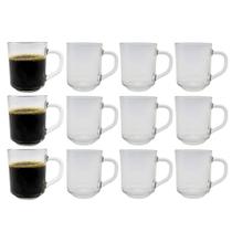 Kit 12 Caneca Xicara Copo De Vidro Transparente Café Chá Cappuccino Alça Nespresso 250ml