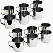 Kit 12 Canecas Aço Inox 100ml Metal para Café Chá