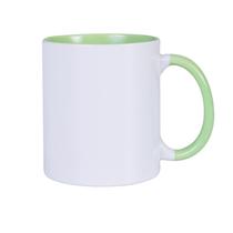 Kit 12 Canecas Cerâmica Para Sublimação Branca Com Alça E Interior Verde Light 325ml