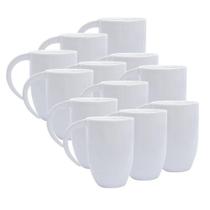 Kit 12 Canecas De Cerâmica Branca Com Alça Lua 350ml - Metalnox