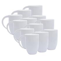 Kit 12 Canecas De Cerâmica Branca Com Alça Lua 350ml