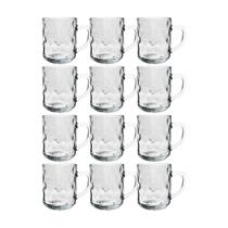 Kit 12 Canecas de Vidro Bubles Relevo Em Casa Tem 245ml