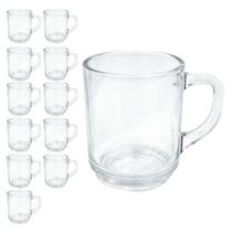 Kit 12 Canecas De Vidro Lisa Praticasa Transparente 250ml