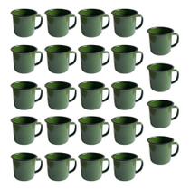 Kit 12 Canecas Esmaltada Verde Pequena Mini 80ml Chá Café Kit 12 Canecas Esmaltada Verde Pequena Mini 80ml Chá Café