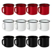 Kit 12 Canecas Esmaltadas Rustica 80ml Café Retro Colorida