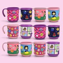 Kit 12 Canecas Infantil Criança 220ml Presente Estampadas Cor:Menina