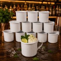 Kit 12 Canecas Moscow Mule Aluminio Branca 250ml para Lembrancinhas Festas Casamentos e Decoracao Kit 12 Canecas Moscow Mule Aluminio Branca 250ml para Lembrancinhas Festas Casamentos e Decoracao