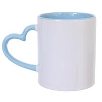 Kit 12 Canecas Para Sublimação Com Alça Coração E Interior Azul 325ml