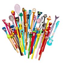 Kit 12 Caneta Fofas Criativa Gel Personagens Animadas Kawaii