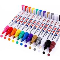 Kit 12 Caneta Marcador Permanente Colorido Acrílica Tipo Posca Para Cerâmica Metal Tecido Desenho Artístico Brush Paint