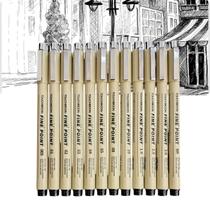 Kit 12 Caneta Nanquim Profissional Brush Letter Desenho Artístico Mangá Caligrafia Desenho Técnico