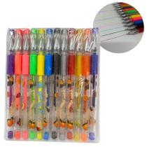 Kit 12 Canetas Coloridas Color Gel Glitter Frutas Escolar