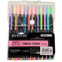 Kit 12 Canetas Coloridas Gel Escolar Perfumadas Glitter Neon - Snsimports