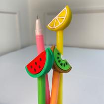 Kit 12 canetas de gel frutas material para escritório/escola