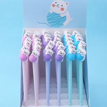 Kit 12 canetas em gel formato gatinho com bolinha silicone fofo papelaria escolar alta qualidade