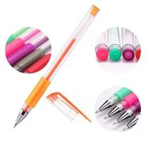 Kit 12 canetas esferográficas coloridas tinta gel glitter papelaria.