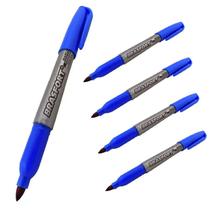 KIT 12 Canetas Marcação Permanente Brasfort Ponta Fina Azul