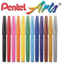 Kit 12 Canetas Pincel Pentel Fude Touch Sign Pen Brush