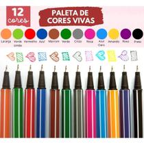 Kit 12 Canetas Ponta Fina 0.4 mm 1ª Linha Fine Line